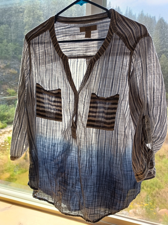 Vintage America Tops - Vintage America Blue Ombre Striped Lightweight Shirt